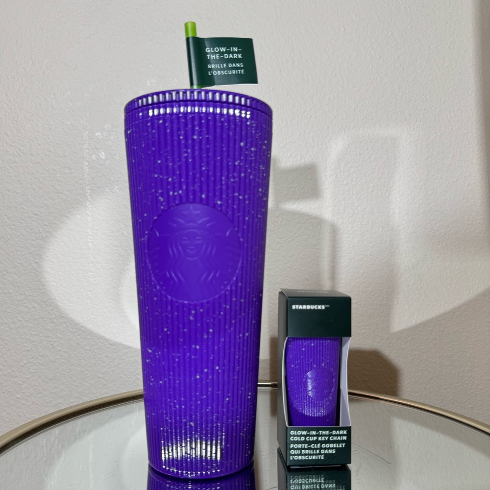 Starbucks 2024 Purple Pleated Glow in the Dark Halloween Tumbler Ornament